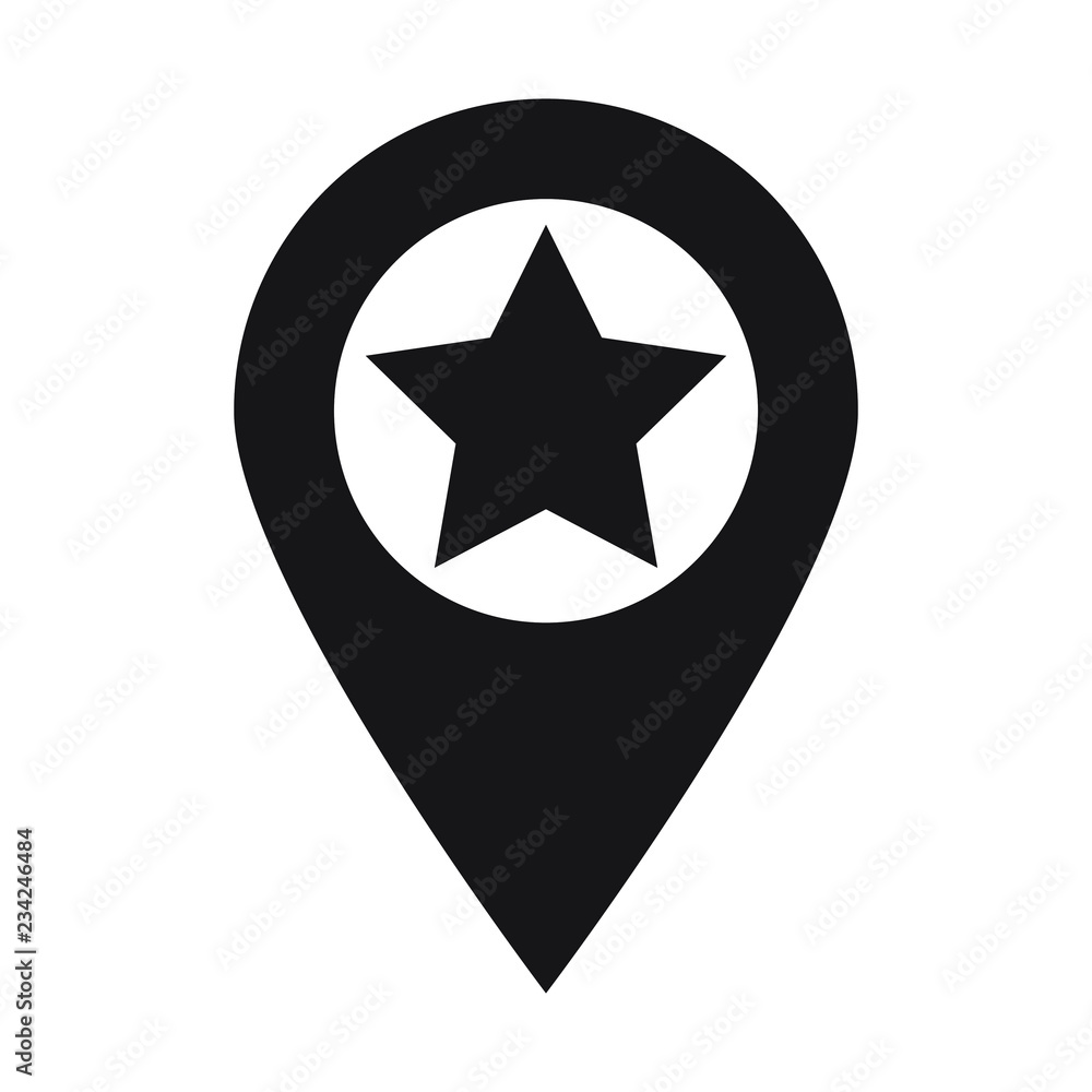 Isolated map pin with a star shape, Vector illustration Isolated map pin with a star shape, Vector illustration