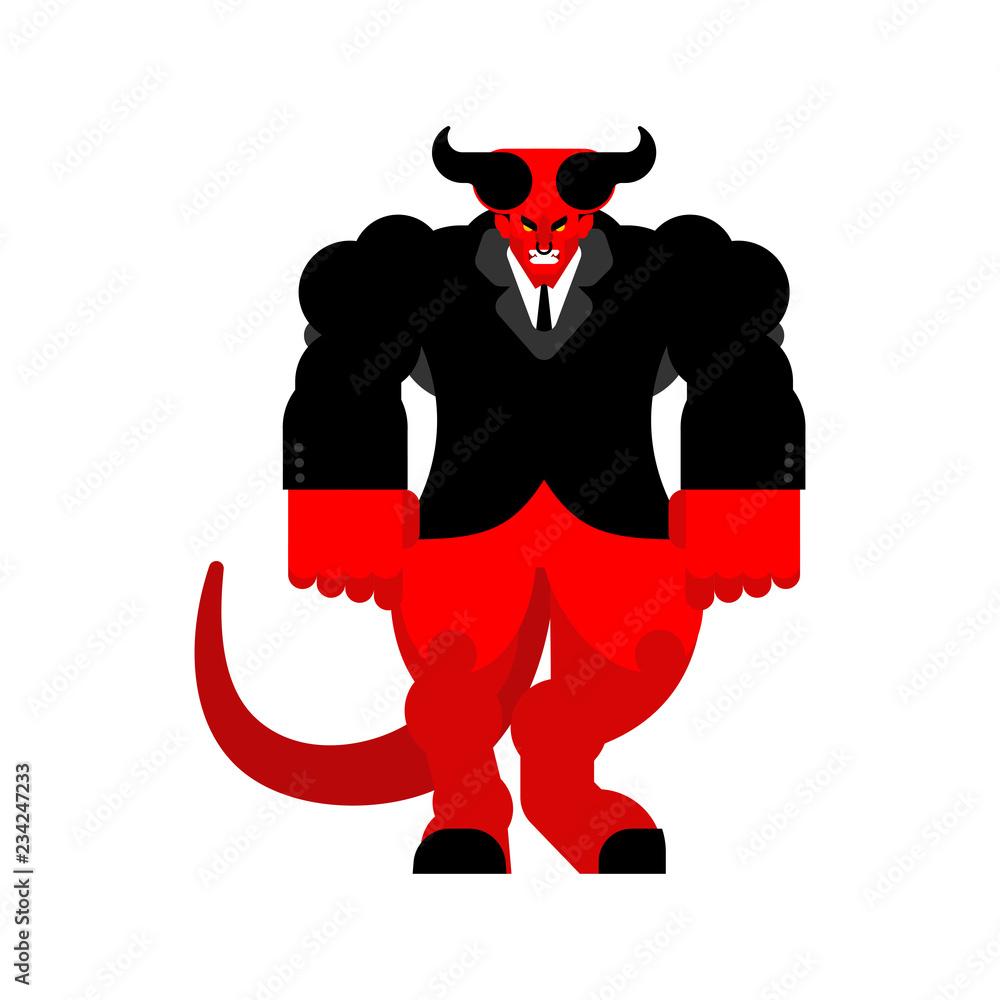 Devil boss. hard Lucifer hell. Strong Angry Asmodeus. Red Demon  businessman. Chief Satan. Powerful Beelzebub lord of darkness. Stock Vector  | Adobe Stock