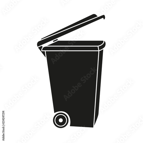 Black and white open dumpster silhouette