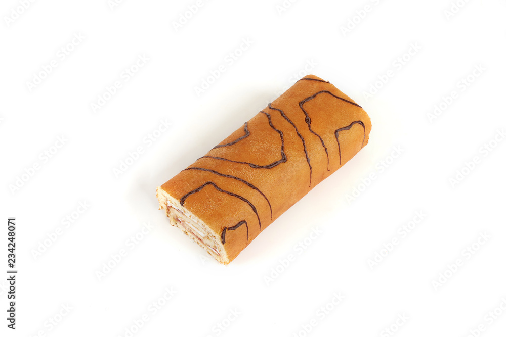 biscuit swiss roll isolated on white background. biscuit swiss roll isolated on white background.