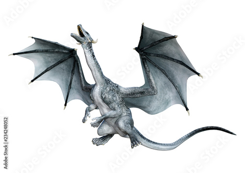 3D Rendering Fairy Tale Dragon on White