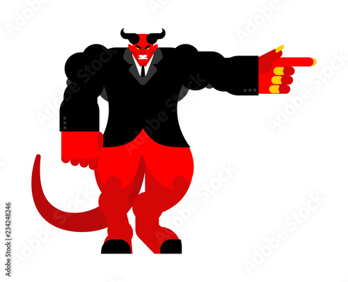 Demon boss. Chief Satan. Powerful Beelzebub lord of darkness. hard Lucifer boss hell. Strong Angry Asmodeus. Red Devil businessman.