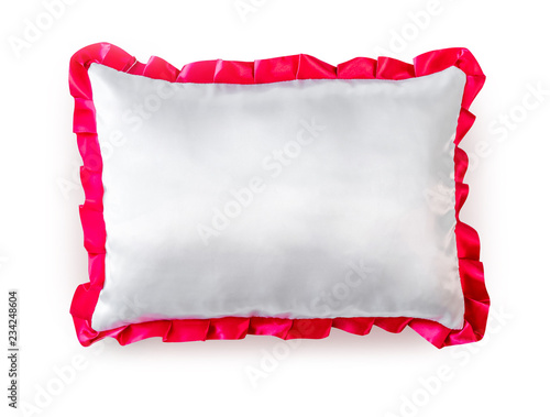 Wallpaper Mural White pillow with pink frill isolated on a white background Torontodigital.ca