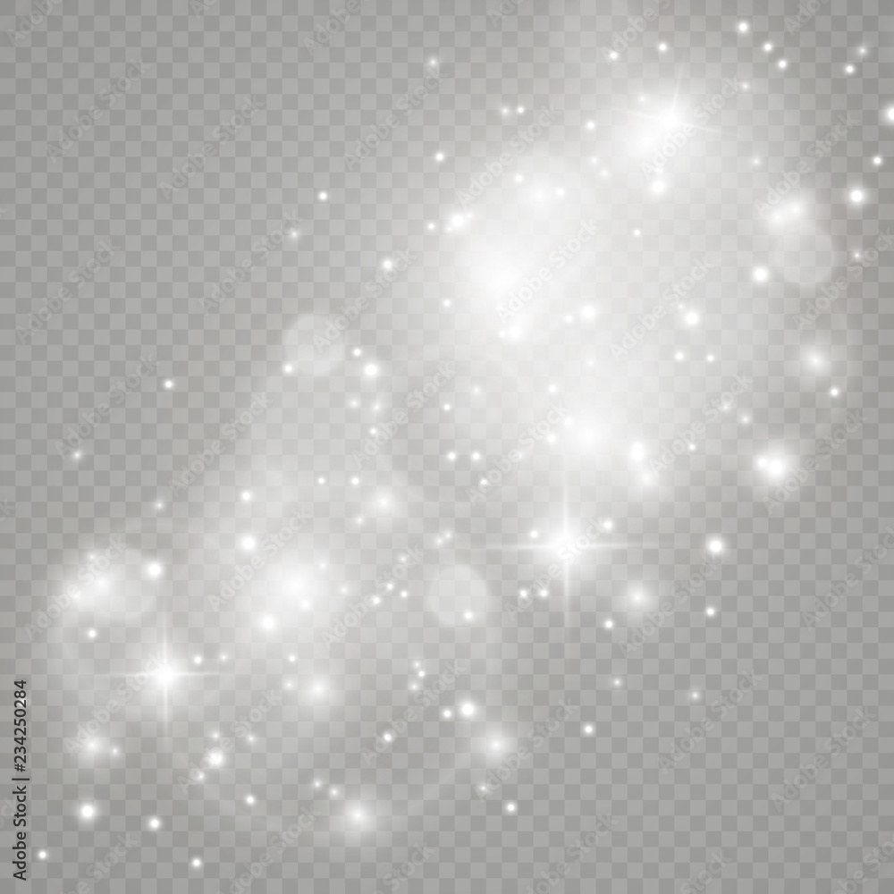 White sparks and golden stars glitter special light effect. Vector sparkles on transparent background. Christmas abstract pattern. Sparkling magic dust particles White sparks and golden stars glitter special light effect. Vector sparkles on transparent background. Christmas abstract pattern. Sparkling magic dust particles