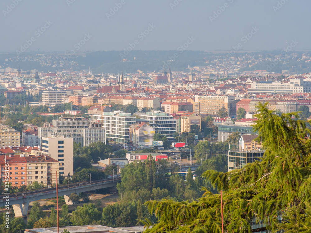 Prague, Czech Republic - August 5, 2018: Panorama of the city of Prague on a summer morning. Czech.