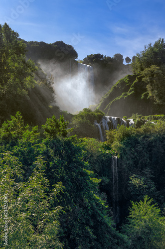 Beautiful view of the Marmore waterfalls  Cascate delle Marmore   Umbria  Italy