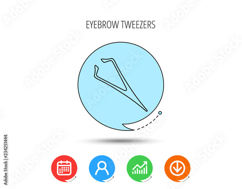 Eyebrow tweezers icon. Cosmetic equipment sign.