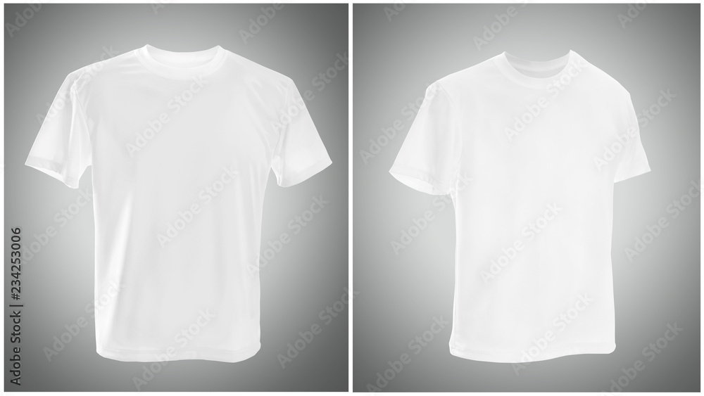 White T shirt on gray background for your design White T shirt on gray background for your design