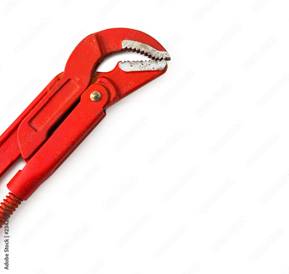 red adjustable wrench isolated on a white background red adjustable wrench isolated on a white background