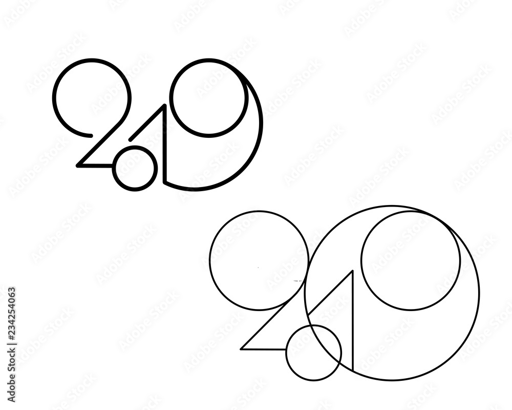 2019 logo new year vector on white background. Lettering for print web greeting card and posters 2019 logo new year vector on white background. Lettering for print web greeting card and posters