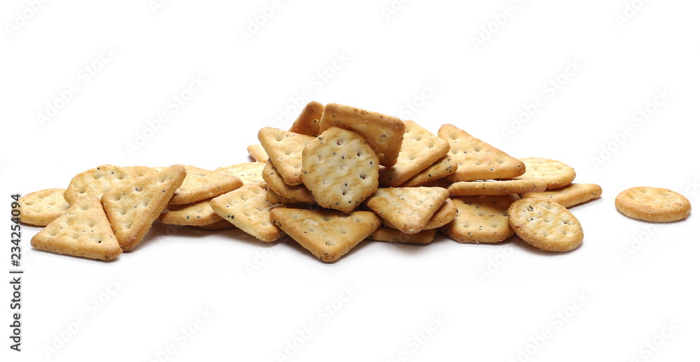 salty cracker biscuit isolated on white background salty cracker biscuit isolated on white background