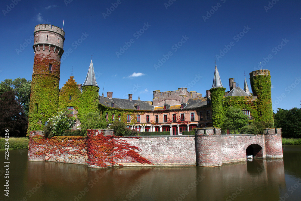 Fototapeta premium lake castle flanders belgium