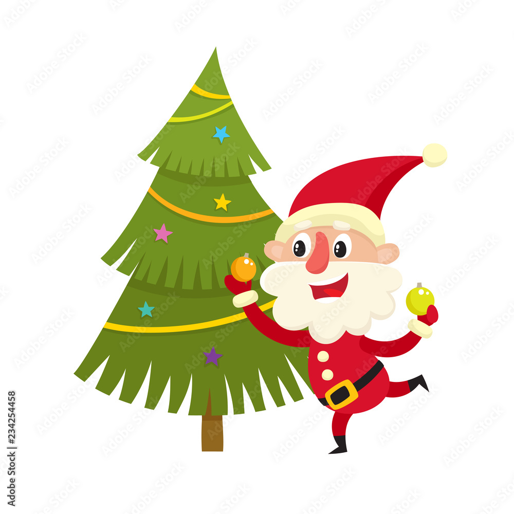 Vector illustration of Santa with Christmas tree isolated on white Vector illustration of Santa with Christmas tree isolated on white