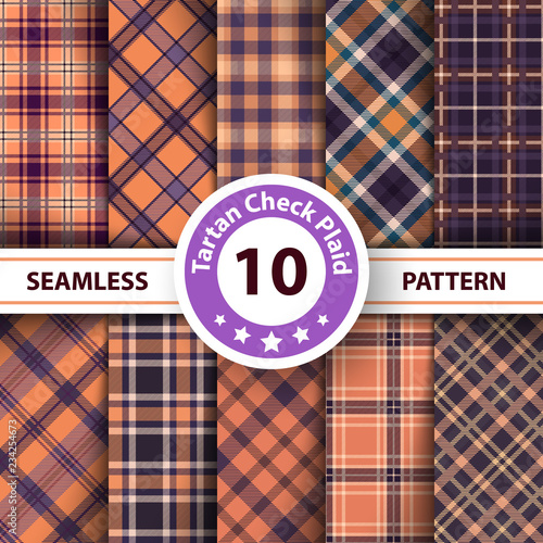 Classic tartan, Merry Christmas check plaid seamless patterns.