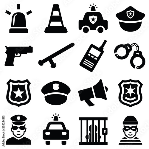 Police icon collection - vector silhouette