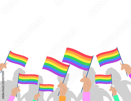 LGBT rainbow Flag. Celebrating gay people rights. Same-sex love. Pride
