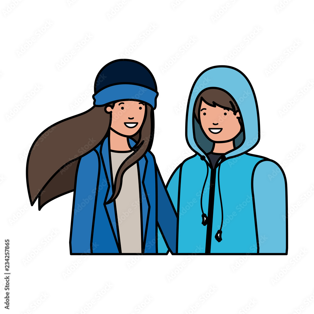 couple with winter clothes avatar character couple with winter clothes avatar character