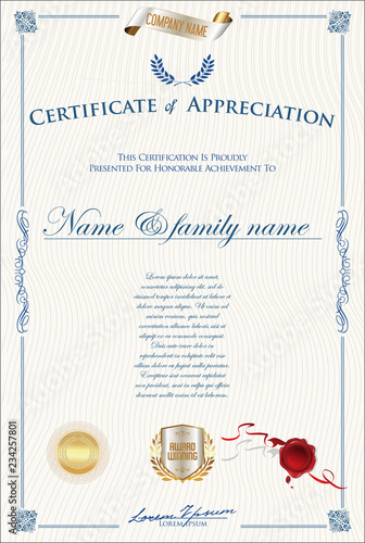 Certificate or diploma retro template