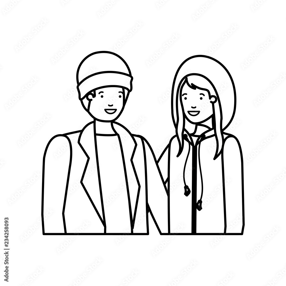 couple with winter clothes avatar character