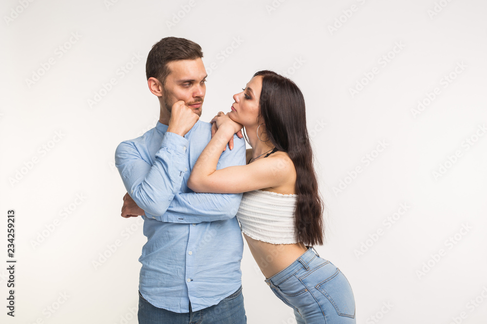 Sad unhappy couple having problem, on white background Sad unhappy couple having problem, on white background