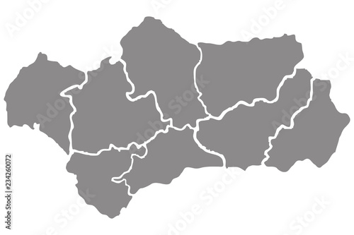 Stampa su tela Mapa gris de Andalucía.