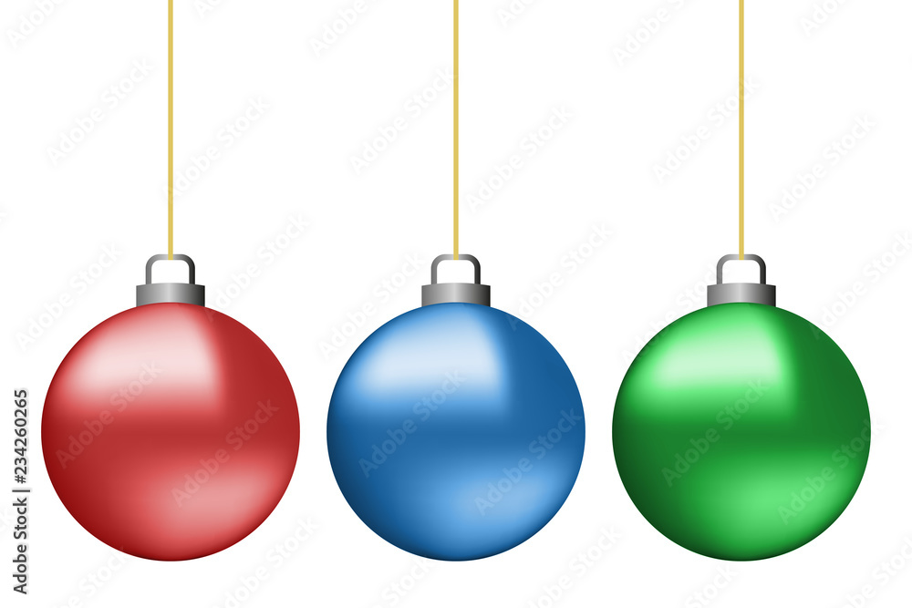 Bolas de navidad roja, azul y verde. Bolas de navidad roja, azul y verde.