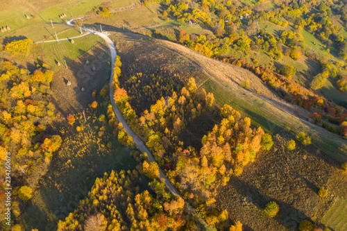 Fototapeta Naklejka Na Ścianę i Meble -  Autumn landscape drone aerial