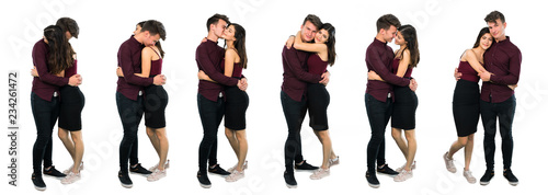 Collage of Young teenager couple hugging