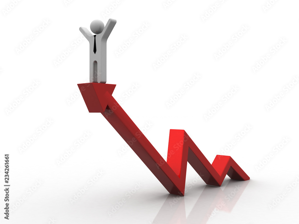 3d rendering business leadership standing up arrow 3d rendering business leadership standing up arrow