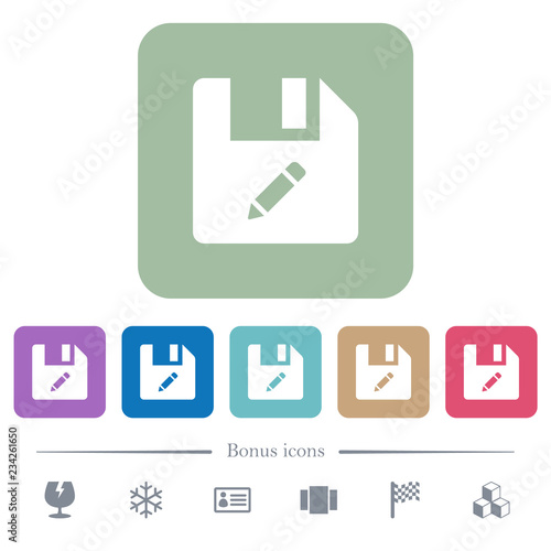Rename file flat icons on color rounded square backgrounds