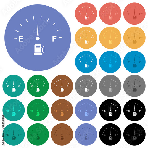 Fuel indicator round flat multi colored icons
