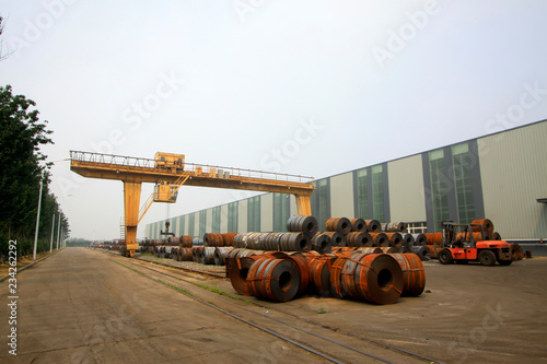 Ultra-thin cold-rolled strip steel outdoor storage in a factory