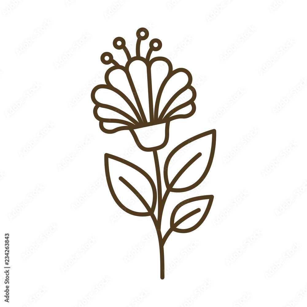 leaves with flowers isolated icon leaves with flowers isolated icon