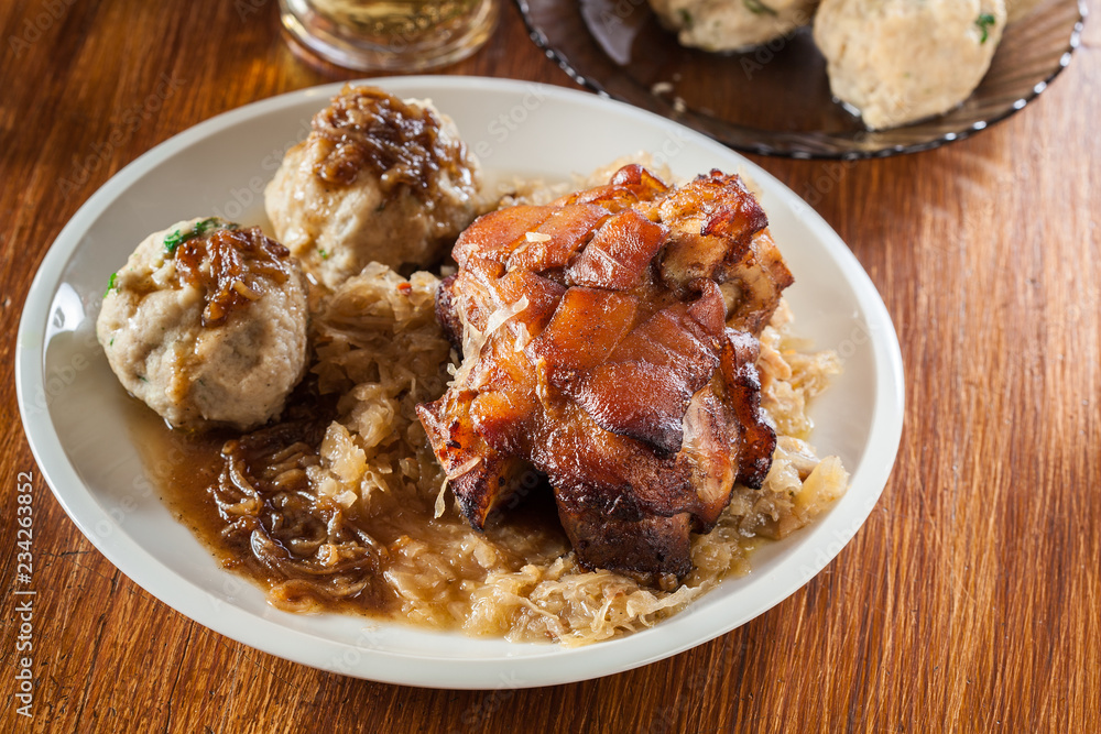 Pork knuckle with fried sauerkraut Pork knuckle with fried sauerkraut
