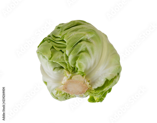 Green cabbage isolated on white background. Healthy food. Cabbage isolated on white. Cabbage close up. Cabbage with copy space for text.
