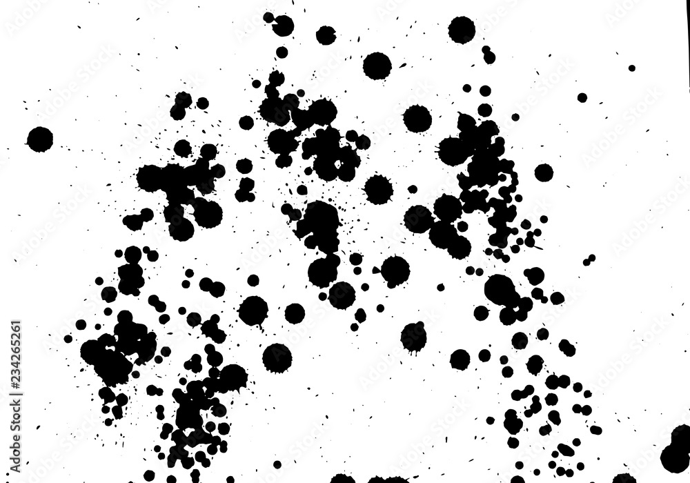 Ink grunge drops texture. Black hand drawn splashes and stains on white background. Ink grunge drops texture. Black hand drawn splashes and stains on white background.