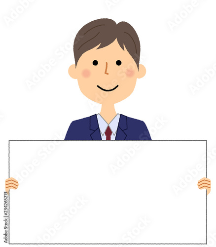 若い男性　ホワイトボード
