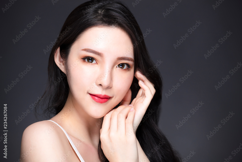 young asian beauty with makeup and long hair young asian beauty with makeup and long hair