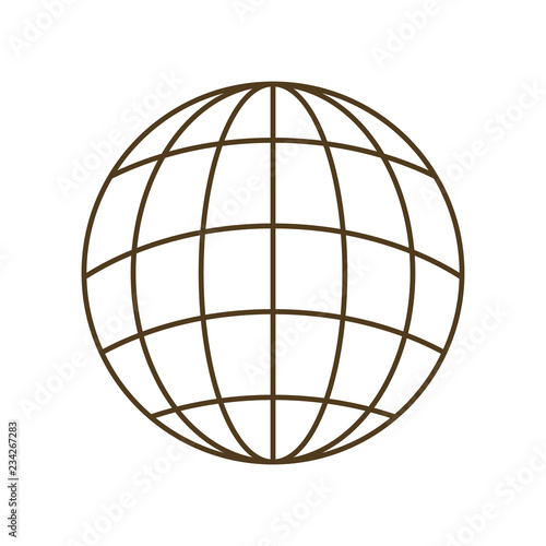 earth globe with parallels and meridians isolated icon