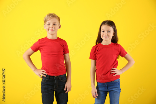 Cute children in t-shirts o...