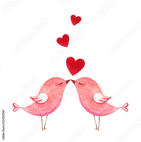 Happy Valentine's day watercolor vector illustration. photo