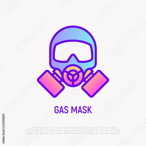 Gas mask thin line icon. Modern vector illustration of respirator. © AlexBlogoodf