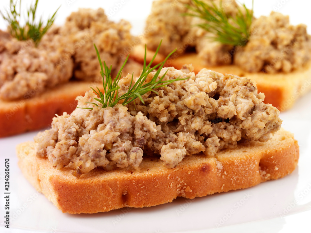 KOSHER CHOPPED LIVER ON BRUSCHETTA KOSHER CHOPPED LIVER ON BRUSCHETTA
