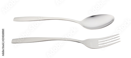 Spoon and fork isolate on white