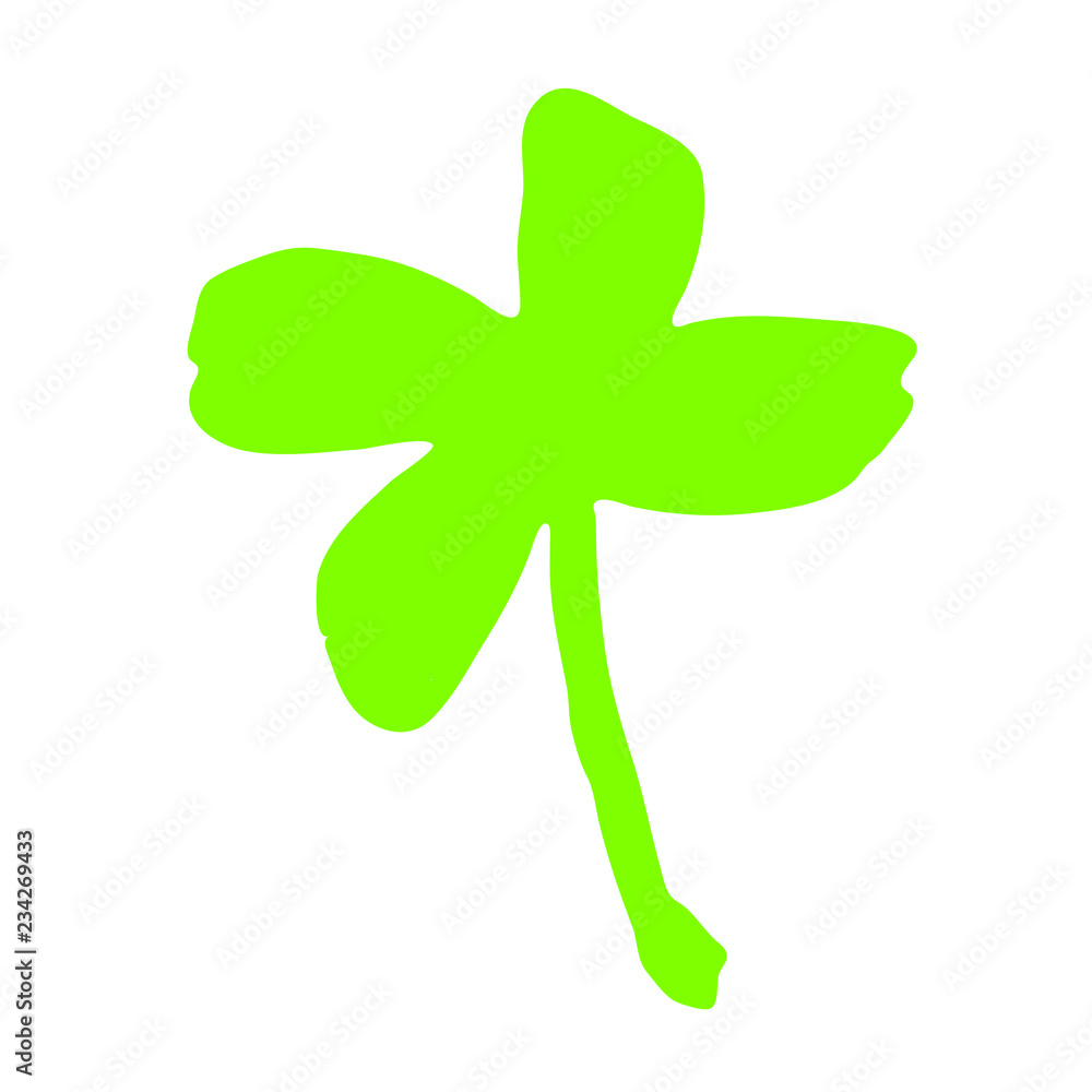 vector hand drawn illustration of green four leaf clover for luck or birthday wish vector hand drawn illustration of green four leaf clover for luck or birthday wish