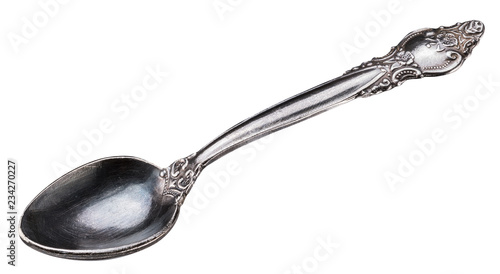 Obraz na płótnie Old siver spoon close-up. File contains clipping path.