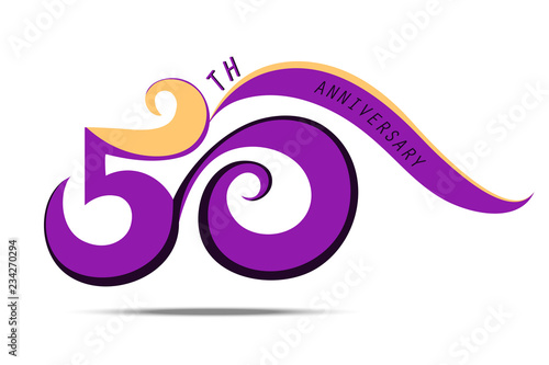 50 th anniversary and celebration, violet number logo and sign art on white background