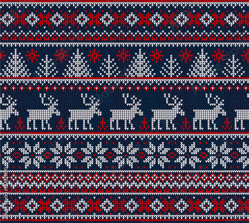 Ugly sweater Merry Christmas Happy New Year seamless pattern frame.