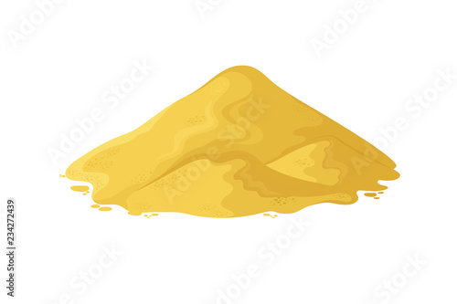 Sand heap. Cement pile or yellow sand mound cartoon vector illustration isolated on white background. Sand heap pile, mineral yellow powder