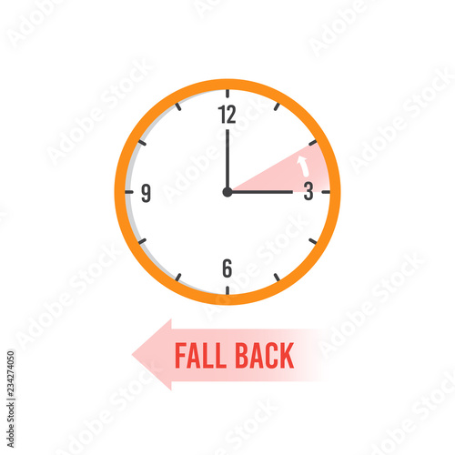 Autumn time back. Change your clocks on winter time vector concept. Illustration of time clock move, season dst